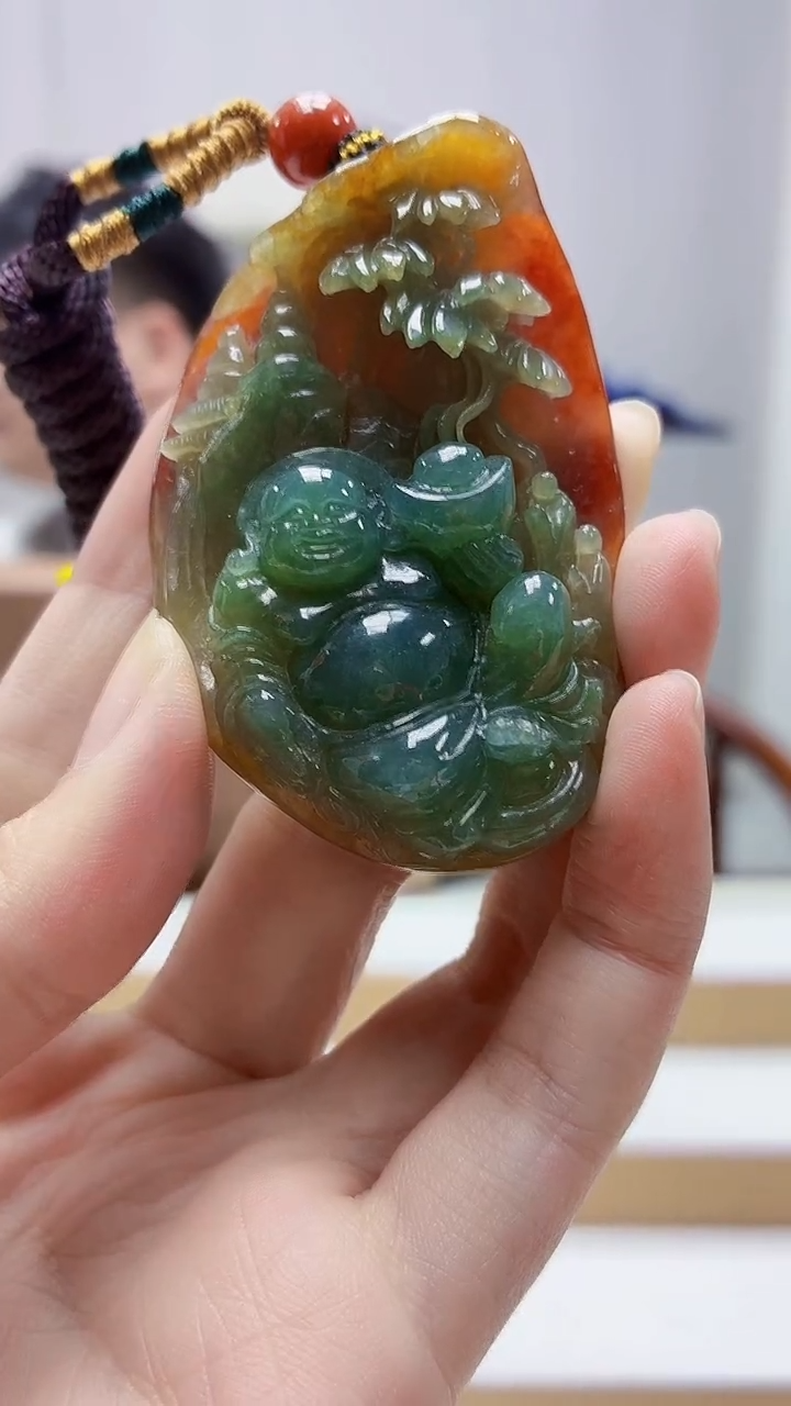 未镶嵌定制翡翠火*火5060zm-毛货挂件