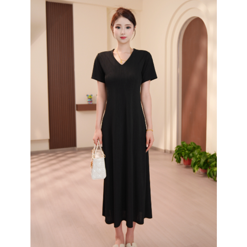 【正品现货】千禾极简风时尚新款垂感长款女士显瘦连衣裙-30203款