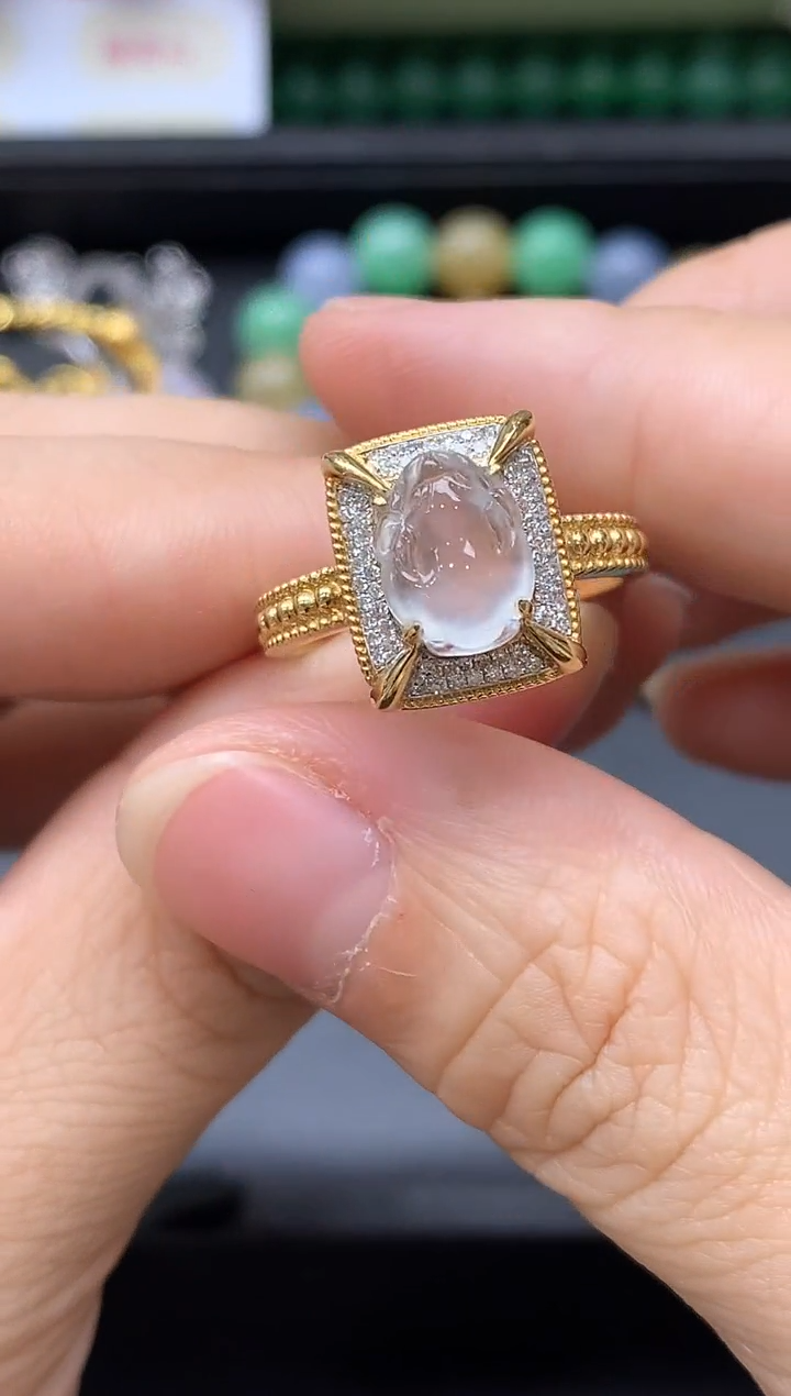 18K金镶嵌戒指翡翠678-中国好珍宝