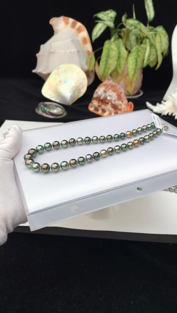 【闪购商品】海水珍珠颈饰银S925镶嵌海水大溪地珍珠项链8-11mm