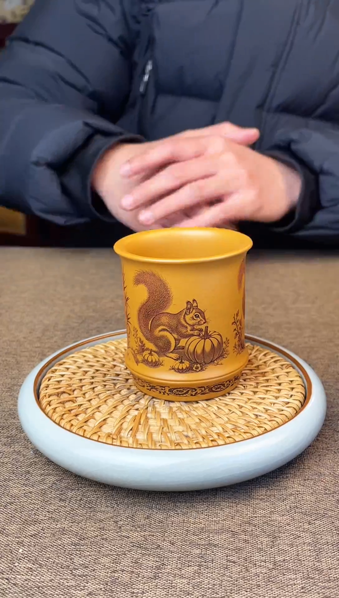 小松鼠 黄金朱泥主人杯