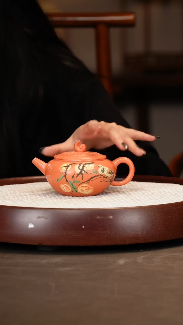 【陆巧英】柿子壶 赤玉红砂260c+金玉满堂杯