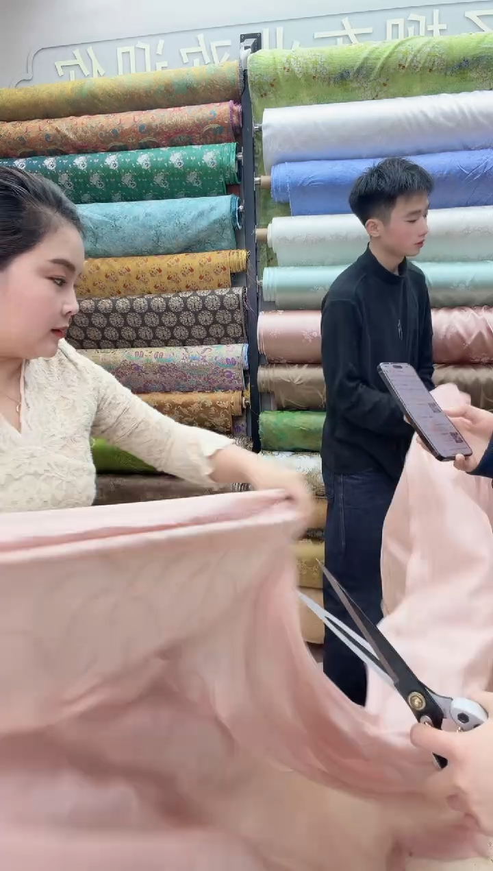 5号粉色植物丝提花1米