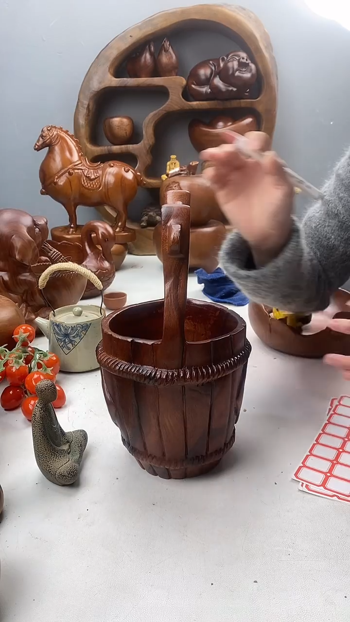 香樟木A8一桶金摆件/尺寸