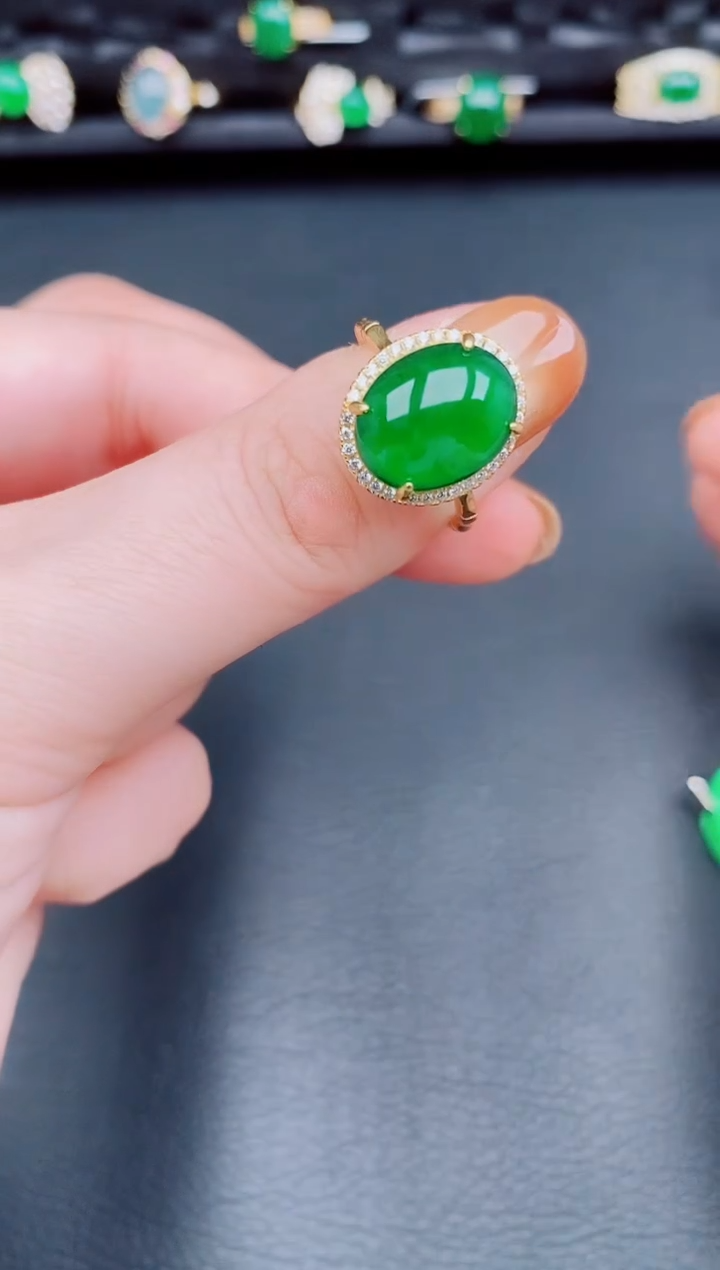 【闪购商品】翡翠戒指银S925镶嵌天然a货翡翠216