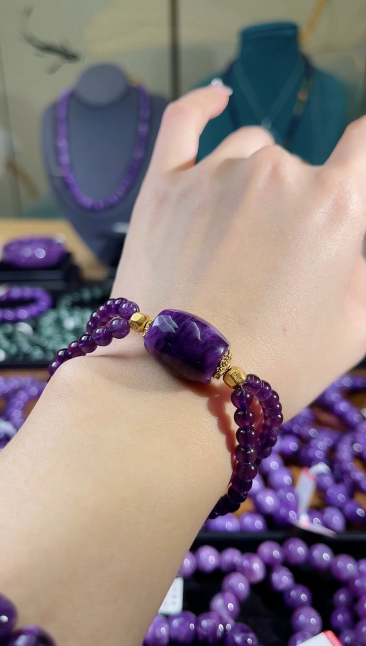 【闪购商品】查罗石（紫龙晶）手串未镶嵌桶珠