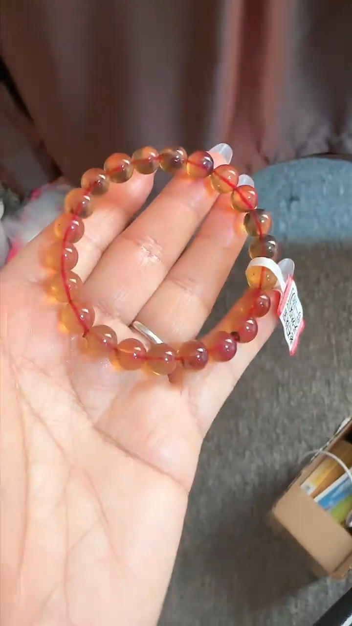 【闪购商品】琥珀手链未镶嵌规格8血紫红蜜手串#63