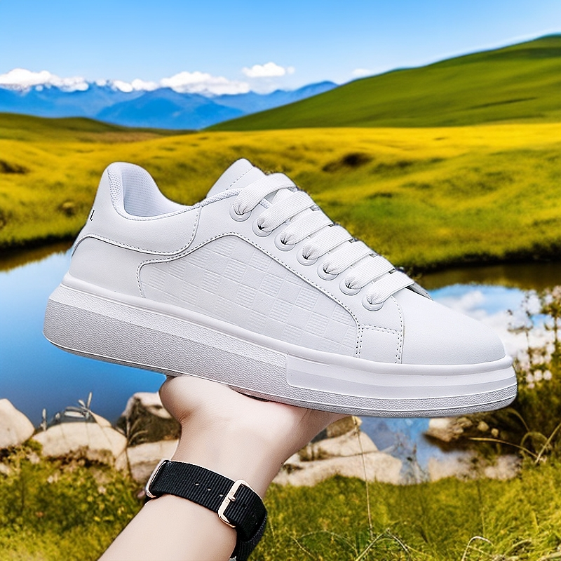 【爆款推荐】运动休闲男士小白鞋时尚板鞋透气百搭潮鞋厚底韩版白色