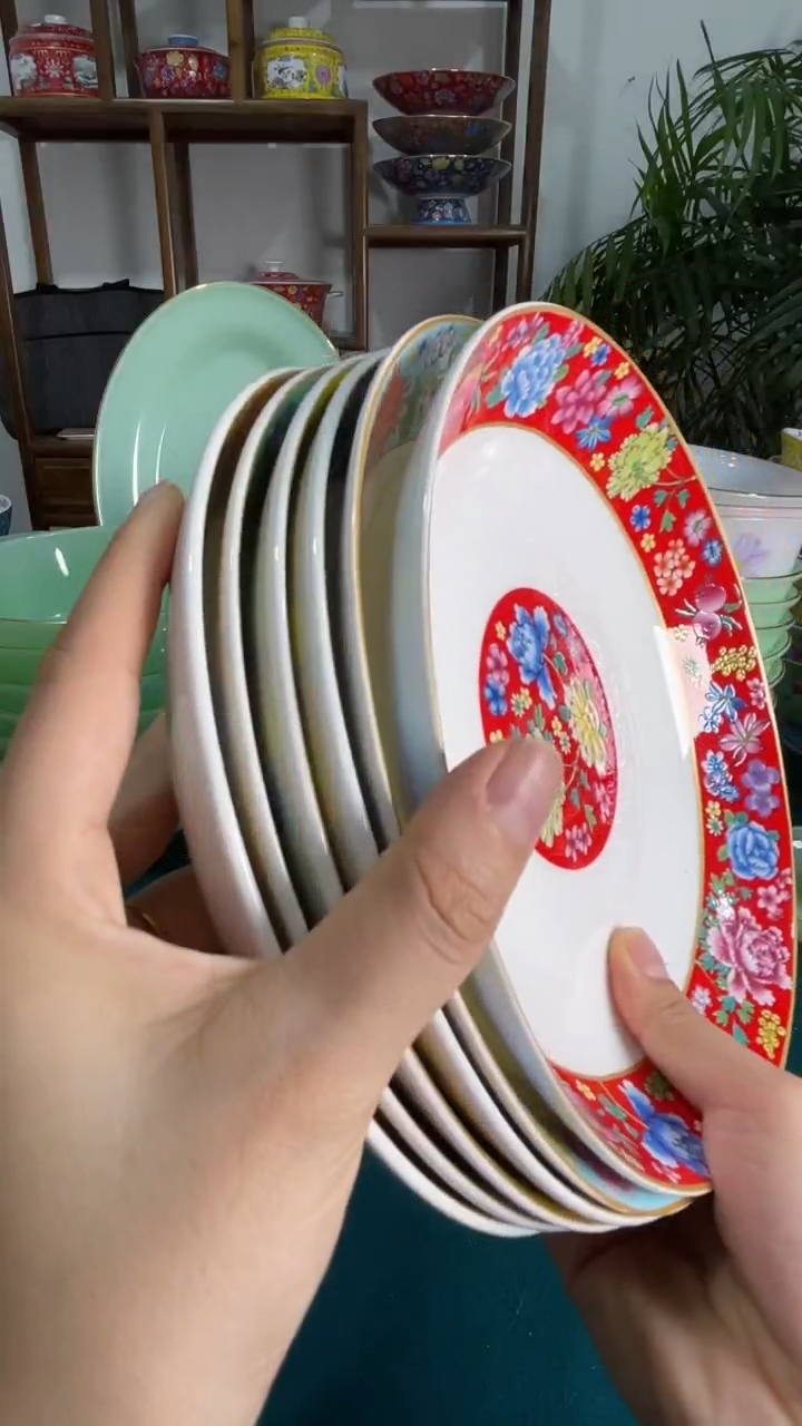 ·  8英寸珐琅彩深盘6个 