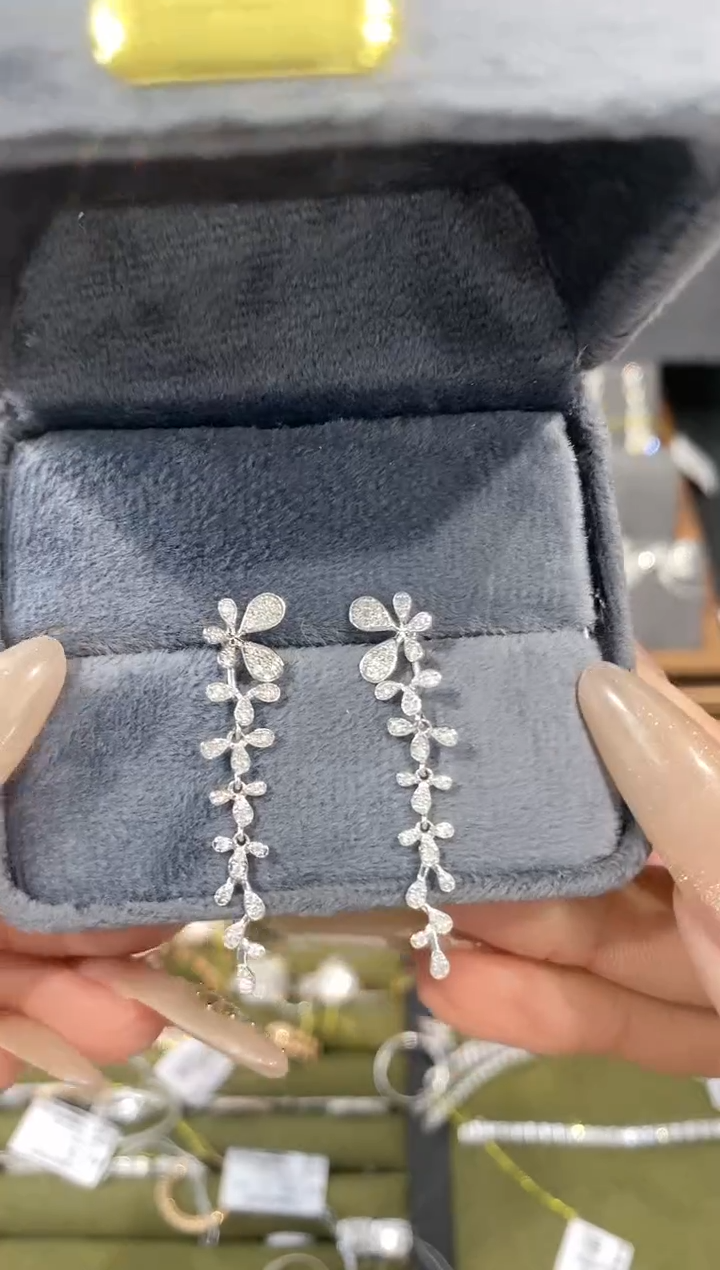 【闪购商品】钻石耳坠18K金镶嵌DSE00003 两用款花花流苏 多样性