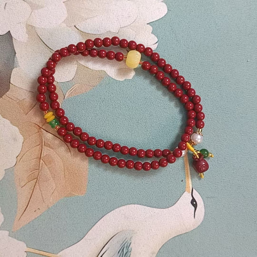 含辰砂工艺品朱砂多圈手串