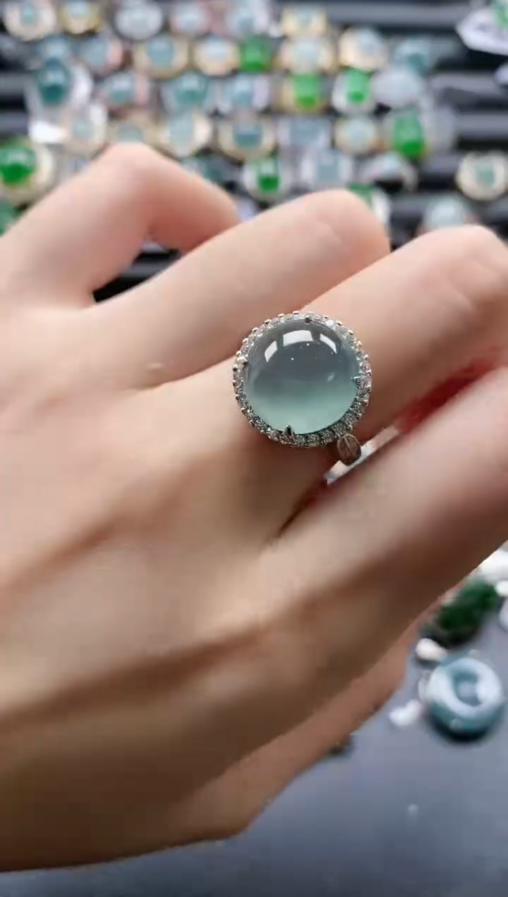 【闪购商品】翡翠戒指银S925镶嵌6544