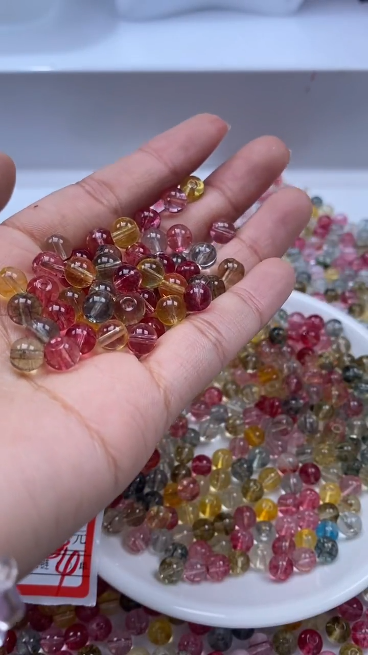 颈饰未镶嵌水晶a1082老矿透体多宝碧玺6mm*30颗