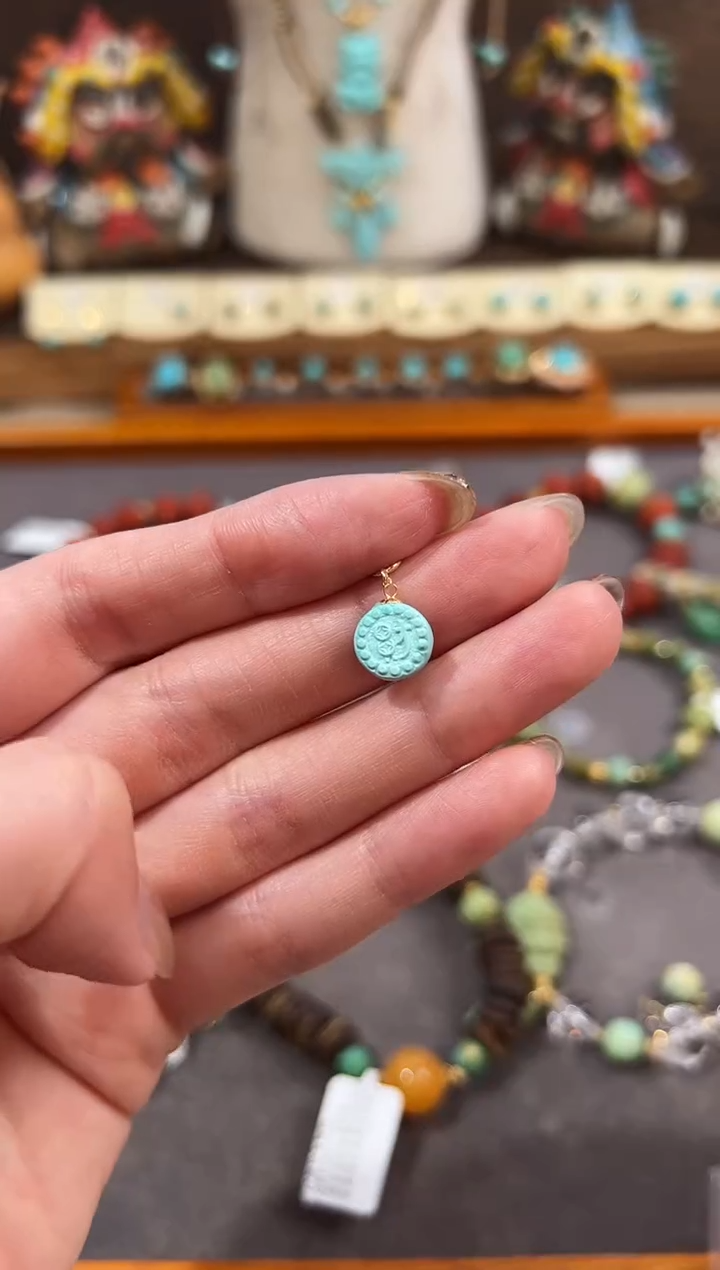 绿松石18K金镶嵌提溜绿松石提溜