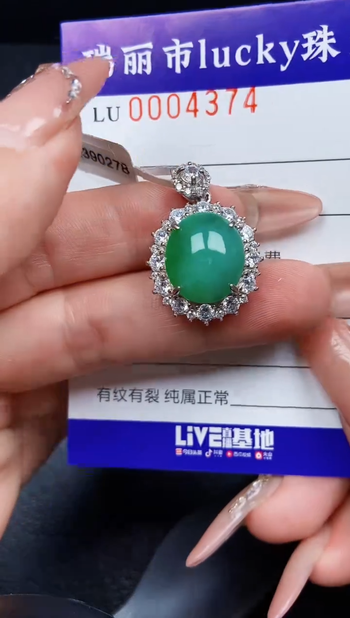 翡翠银S925镶嵌颈饰4374
