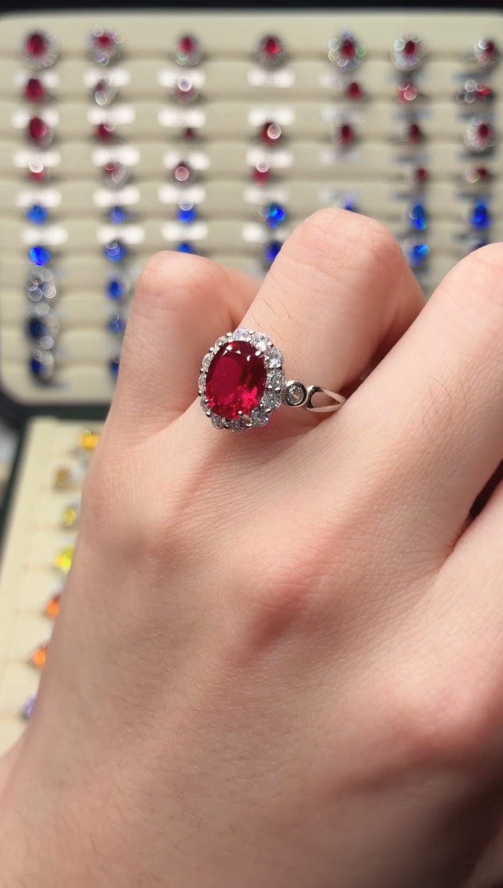 2红宝石（处理）无品牌 925银 轻奢女神款抹谷矿区红色系列