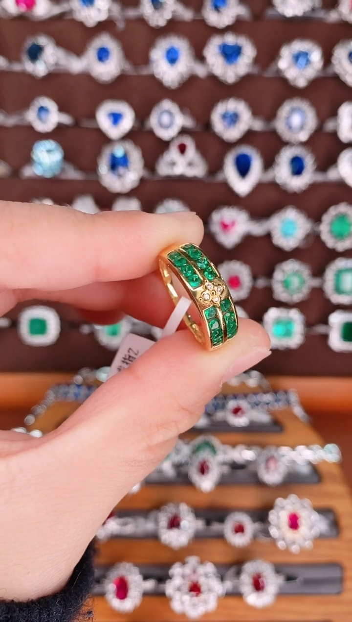 【闪购商品】祖母绿18K金戒指18K金镶嵌·
