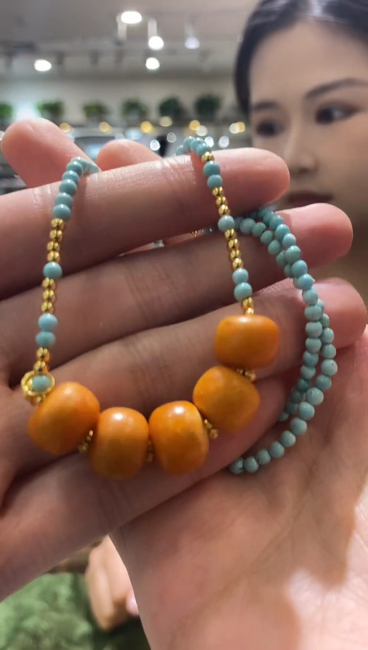 【闪购商品】琥珀手链未镶嵌蜜蜡绿松石项链