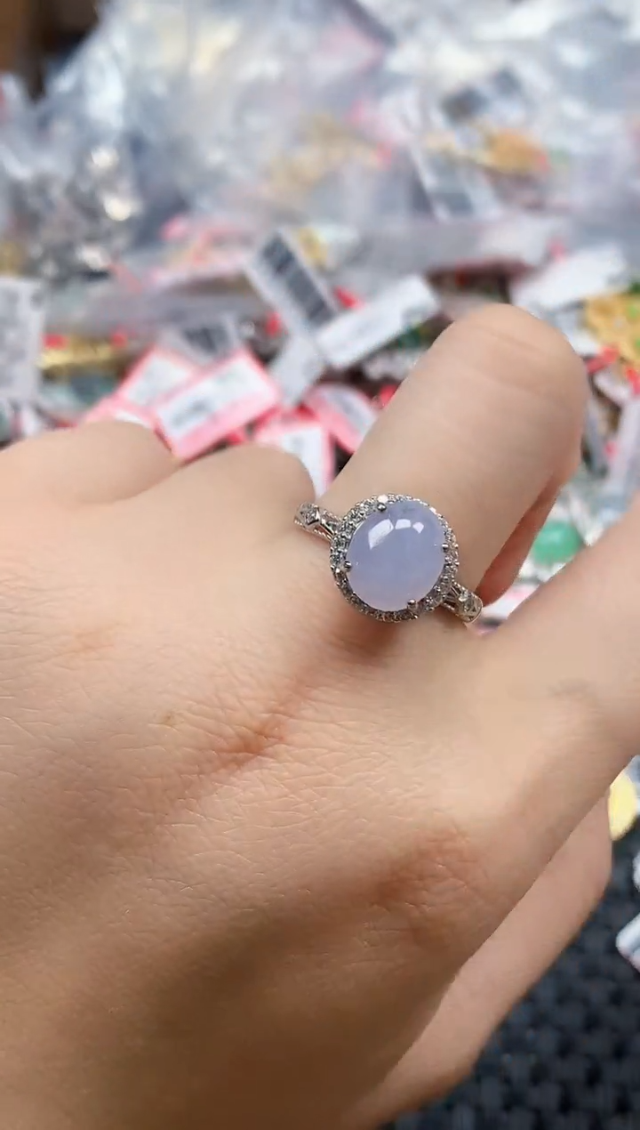 银S925镶嵌戒指翡翠天然A货缅甸翡翠