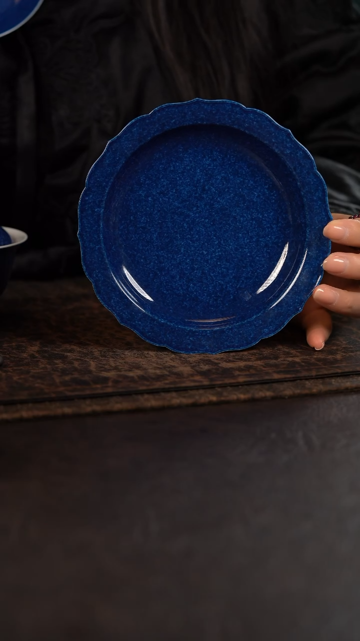 【闪购商品】杯初蓝舍洒蓝纯色莲瓣大壶承