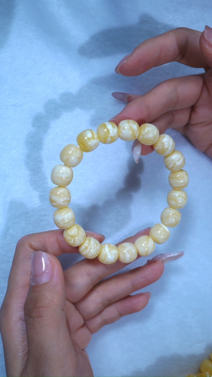 【闪购商品】蜜蜡手链未镶嵌11.5mm收藏级瓷白浓蜡虎皮妖花