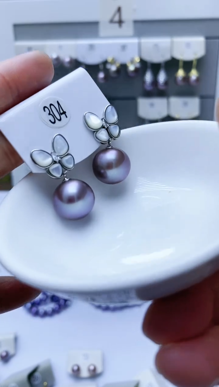 【闪购商品】淡水珍珠耳饰银S925镶嵌304