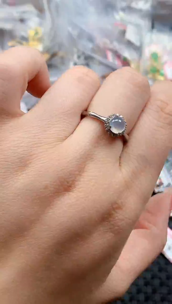 银S925镶嵌戒指翡翠天然A货缅甸翡翠