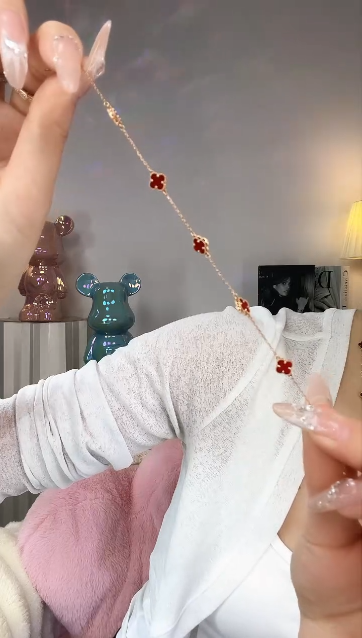 【闪购商品】玛瑙/玉髓手链18K金镶嵌红色手链