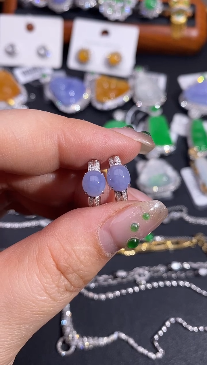 【闪购商品】翡翠耳饰18K金镶嵌耳饰