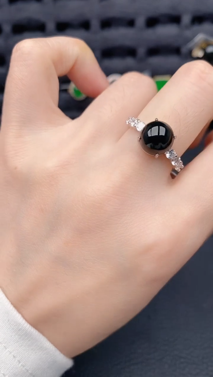 银S925镶嵌戒指翡翠天然a货翡翠416