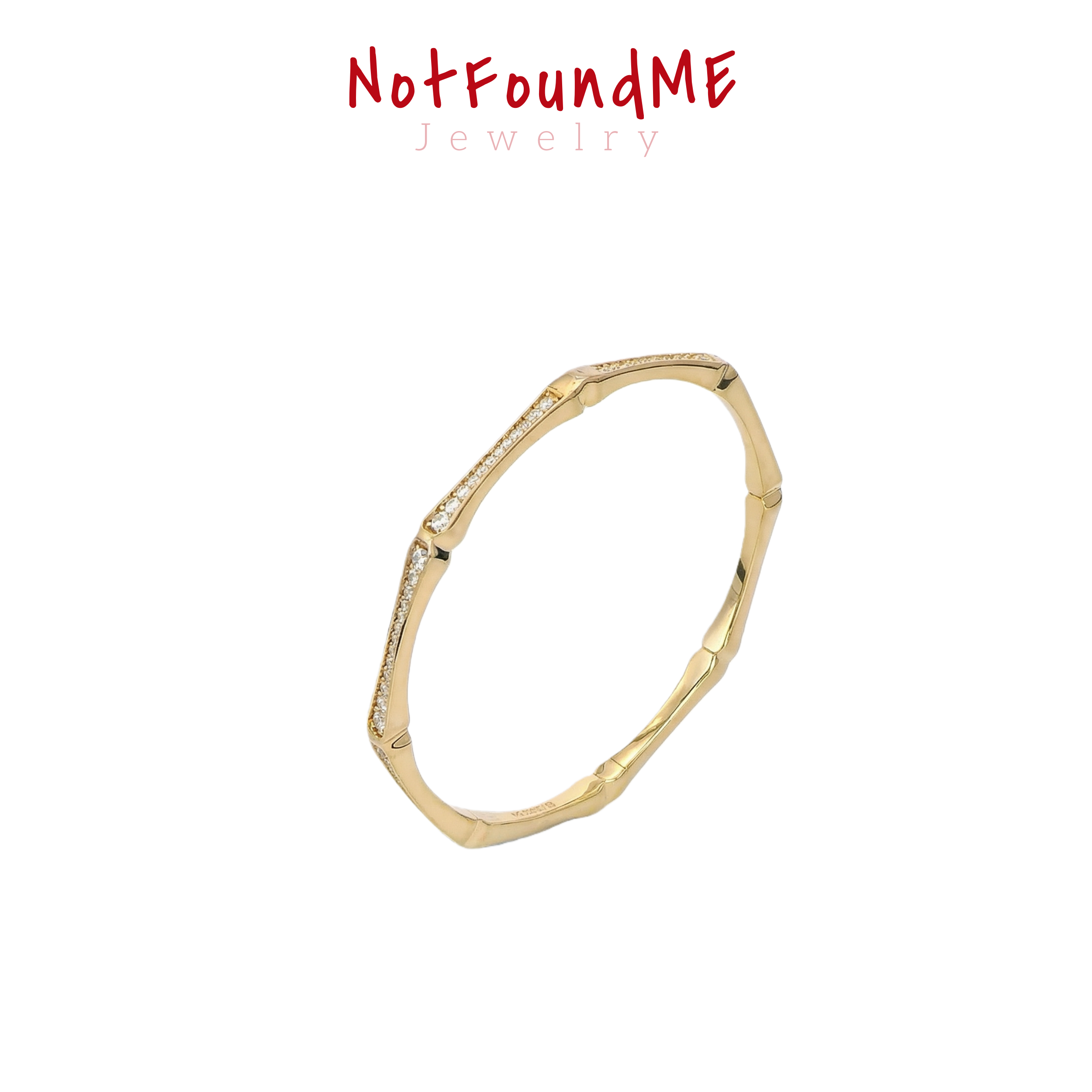 925银合成锆石手镯 「竹寻」设计款精致气质简约金镯子仿真不掉色