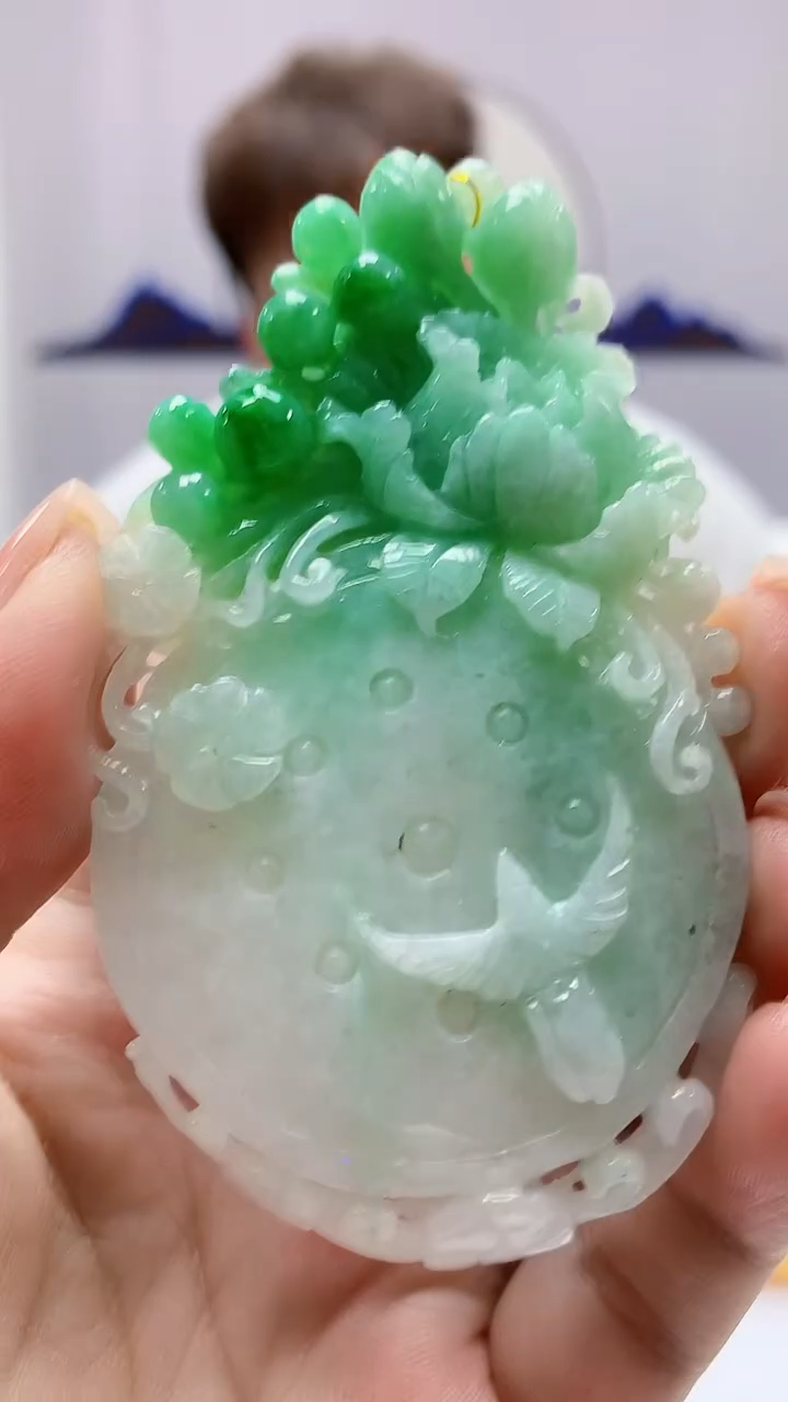 【闪购商品】定制翡翠未镶嵌4868ms-毛货106花鸟