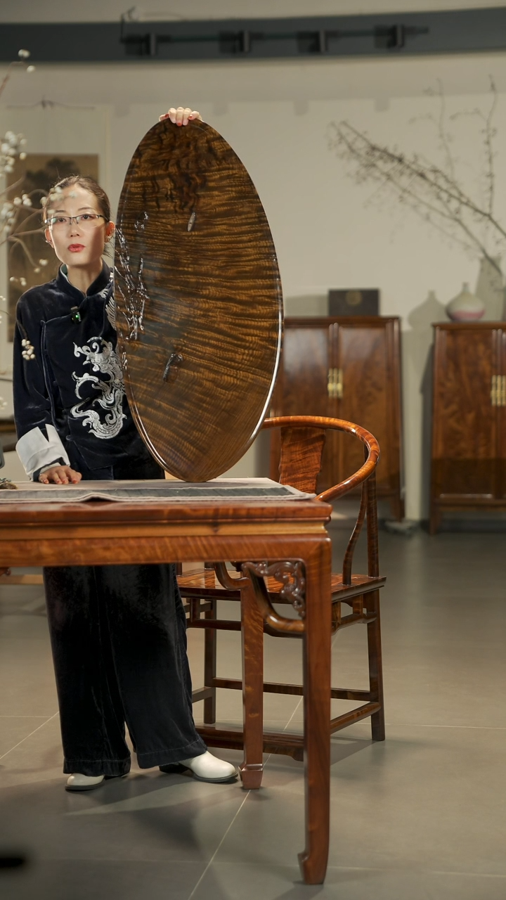 【闪购商品】金丝楠木雕孤舟山水系列精品大茶盘