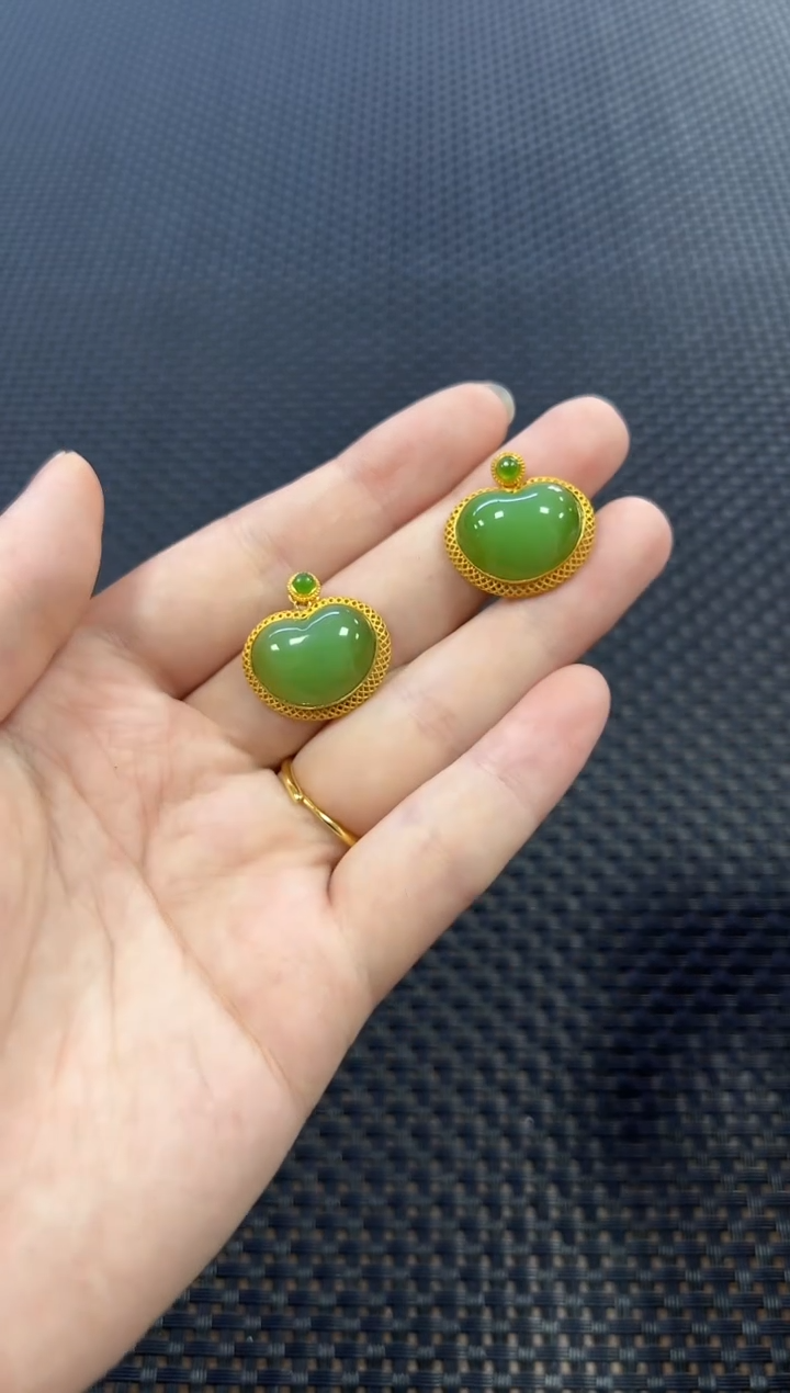 和田玉18K金镶嵌颈饰（多样性发一件）0748