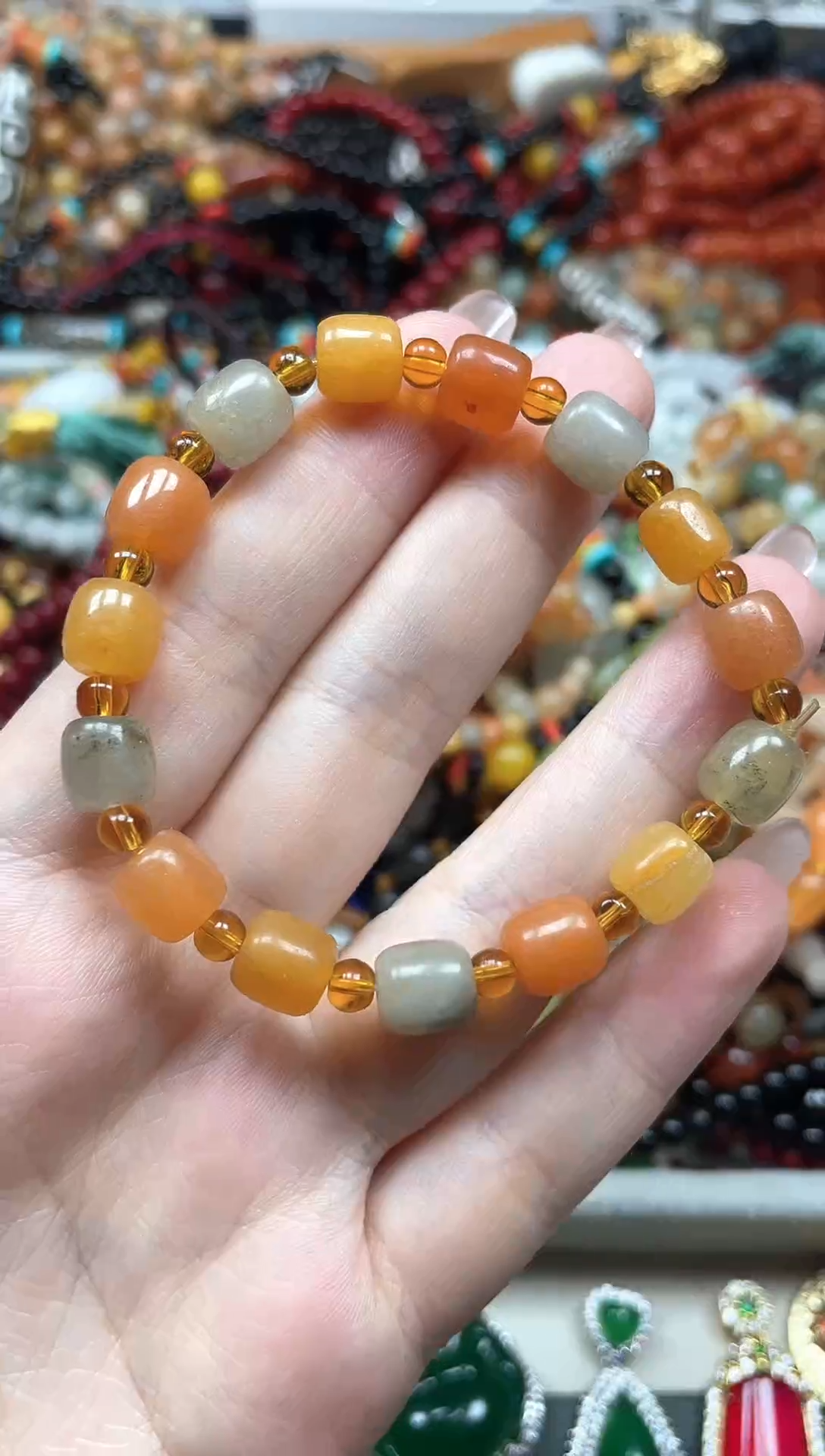 合金手串石英质玉（金丝玉）多样性发货拍一发一