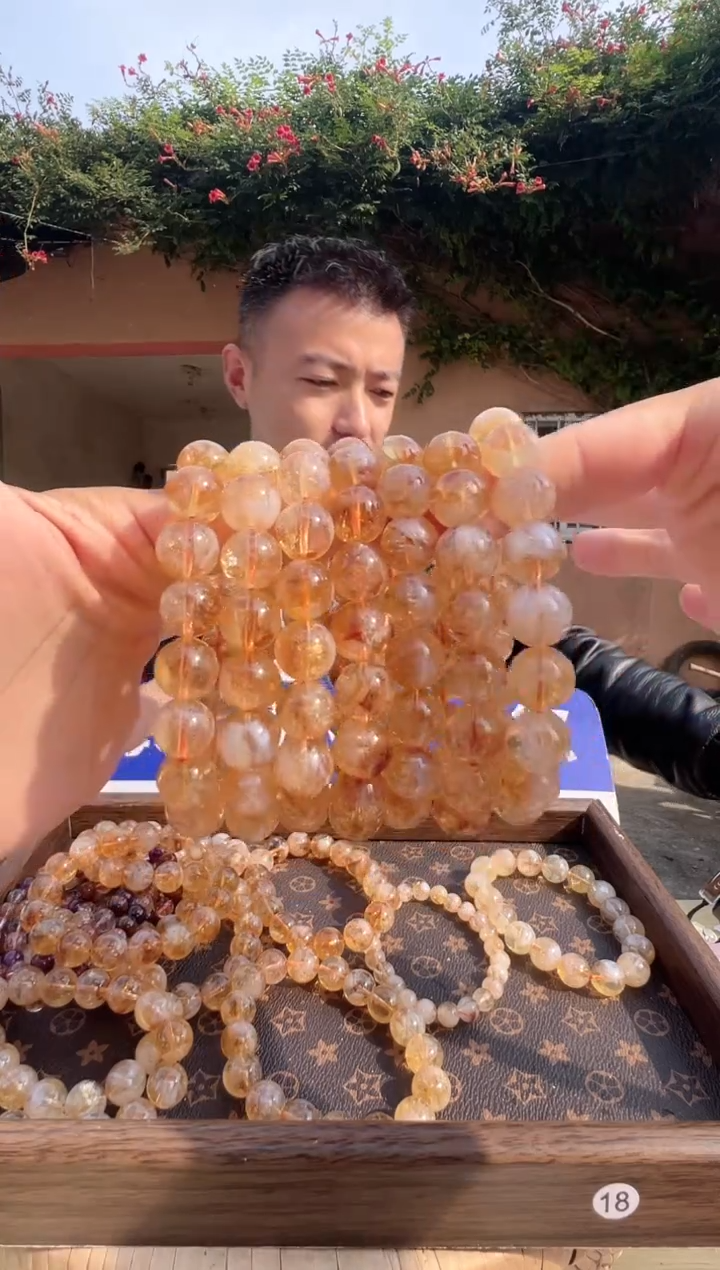 未镶嵌手链水晶黄塔晶暴力黄13mm微棉
