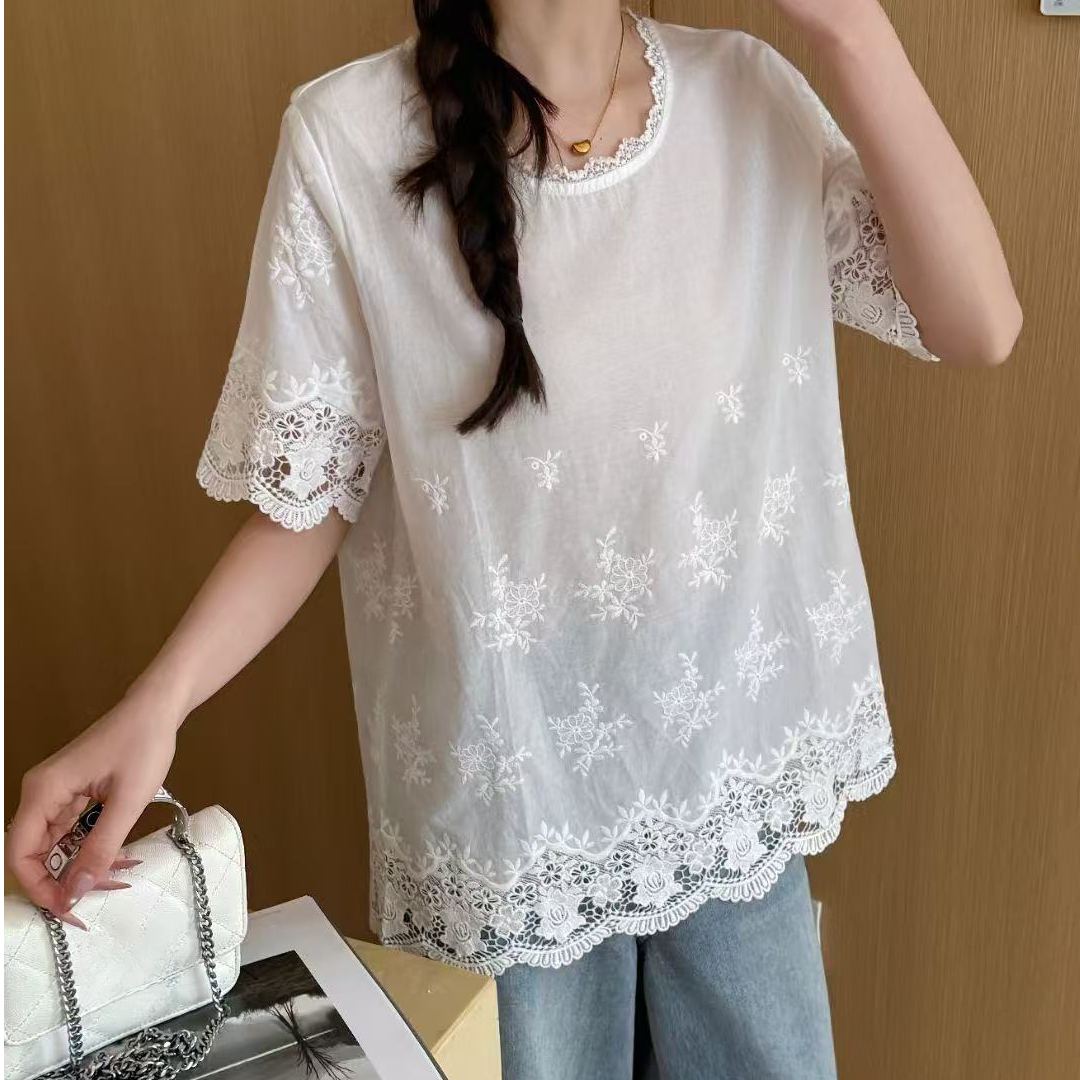 【锦衣服饰】NBE 719 法式蕾丝花边百搭时尚上衣