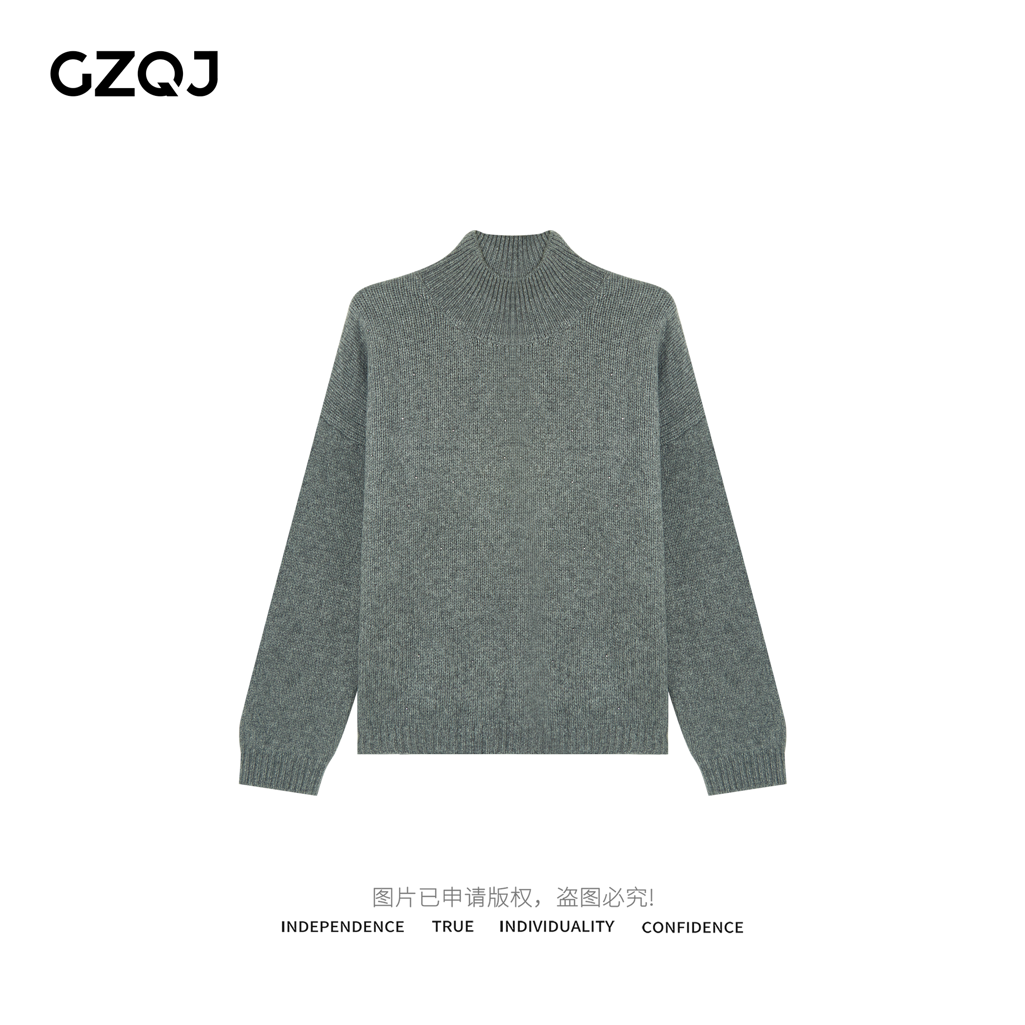 广州琴姐【胶片日记】慵懒软糯半高领套头细闪毛衣针织衫女冬季7512