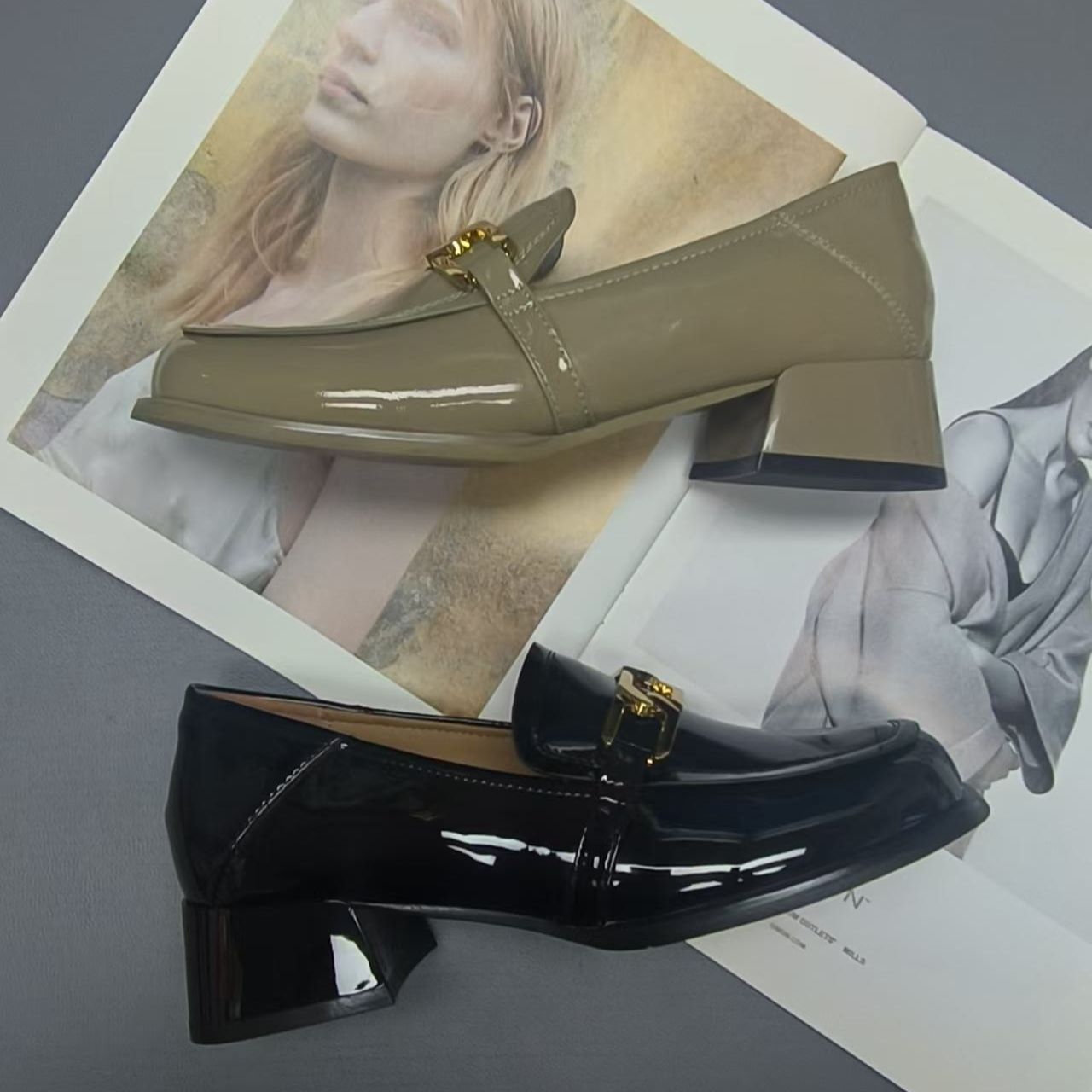 2088-1-乐福鞋女2025春季新款粗跟软底英伦风懒人单鞋