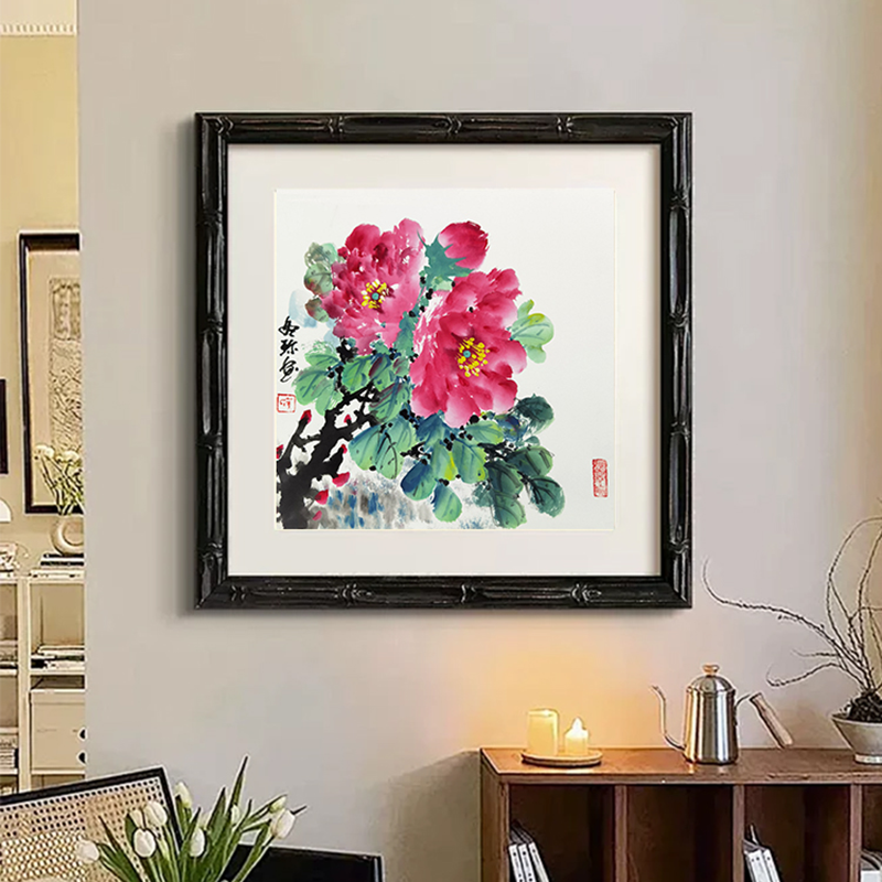 牡丹图国画客厅餐厅卧室挂画送朋友生日礼物装饰画花开富贵水墨画