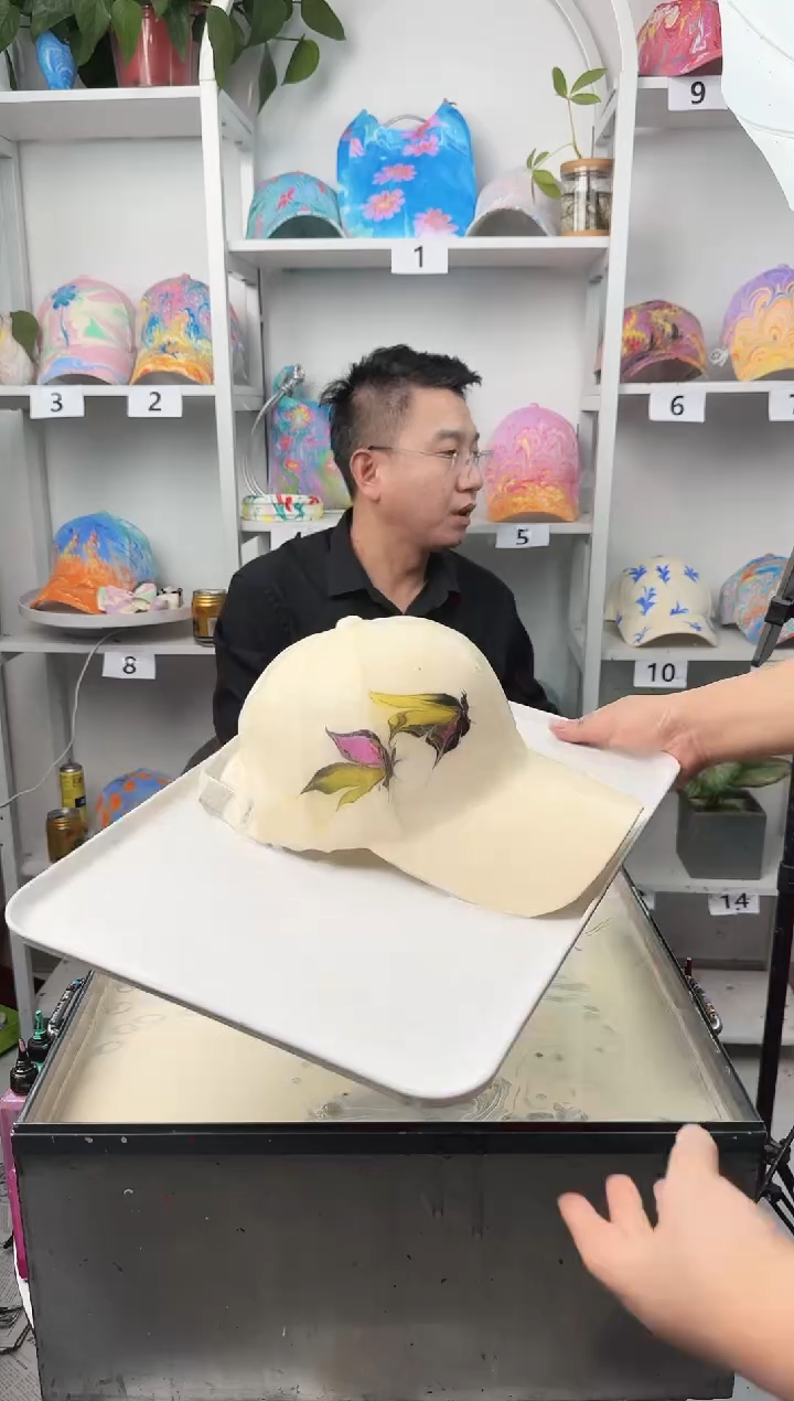 纯棉成人款双蝶水拓帽