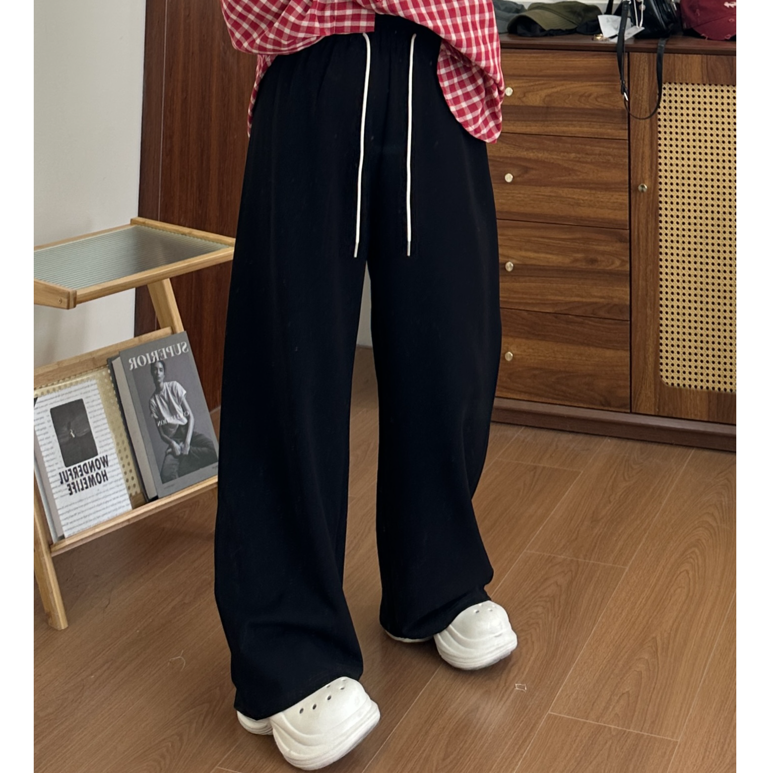 【一颗小叶】秋季大码松紧腰休闲裤宽松显瘦阔腿裤01