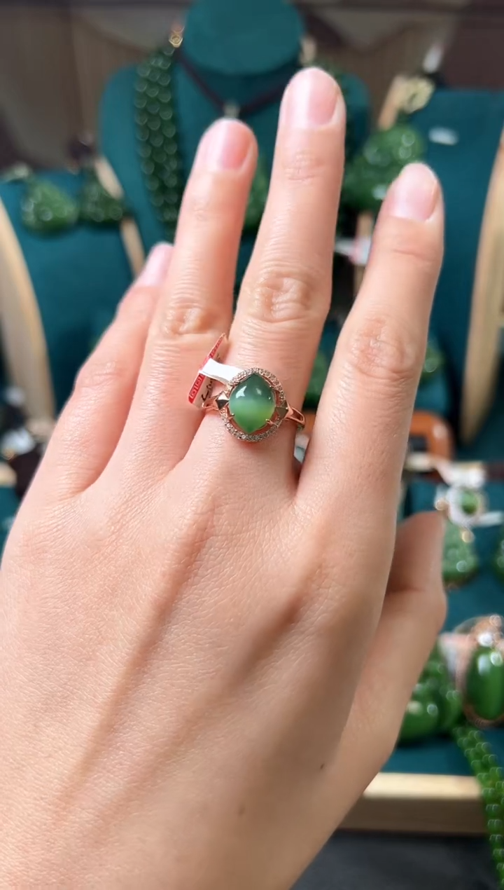 【闪购商品】和田玉（碧玉）戒指银S925镶嵌碧玉