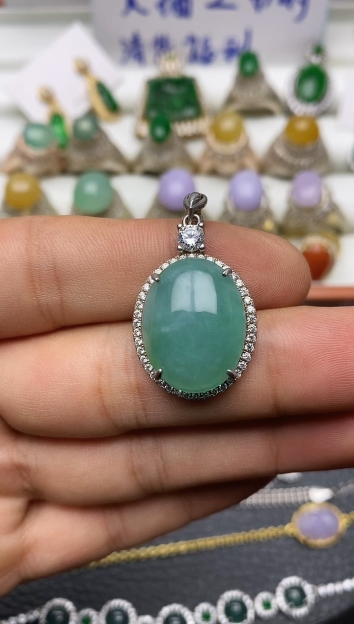 颈饰银S925镶嵌翡翠/0015