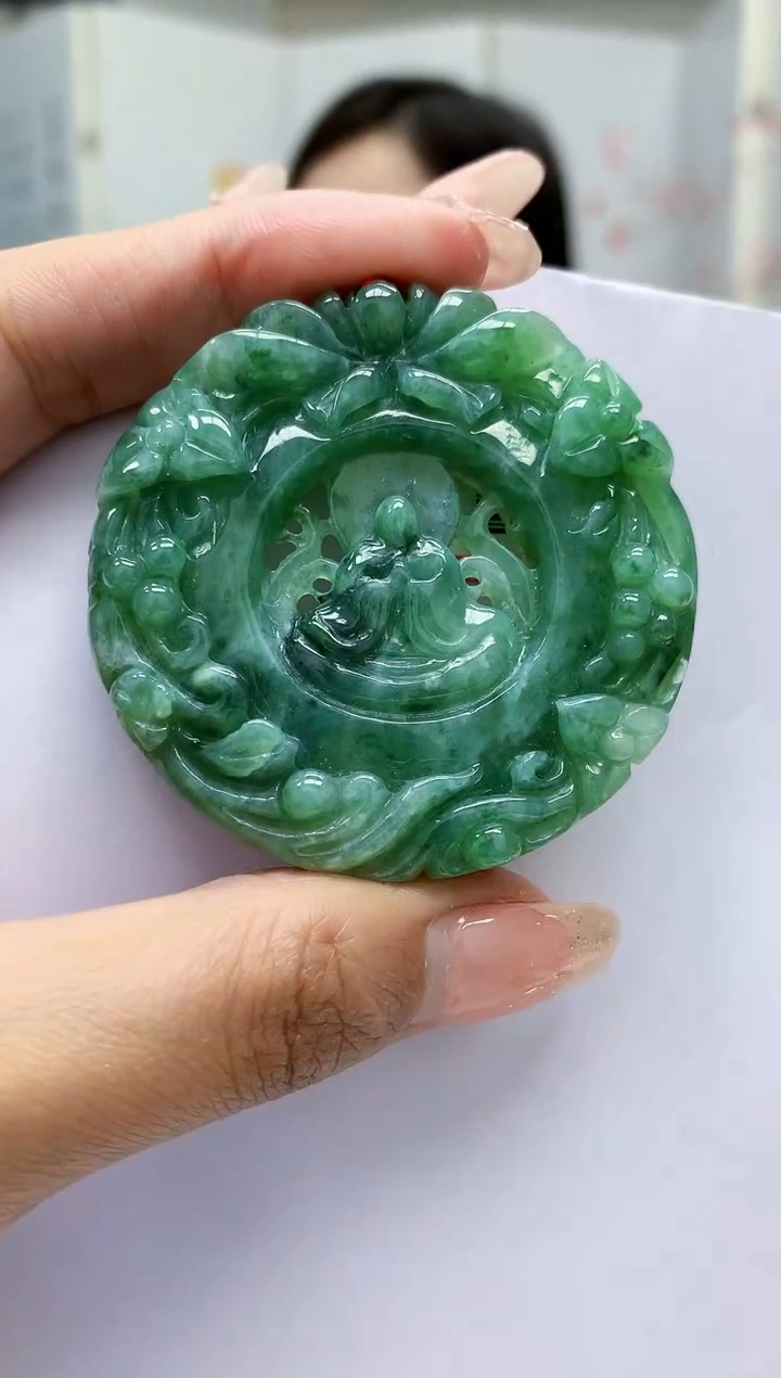 【闪购商品】定制翡翠未镶嵌4852MM-毛货挂件129