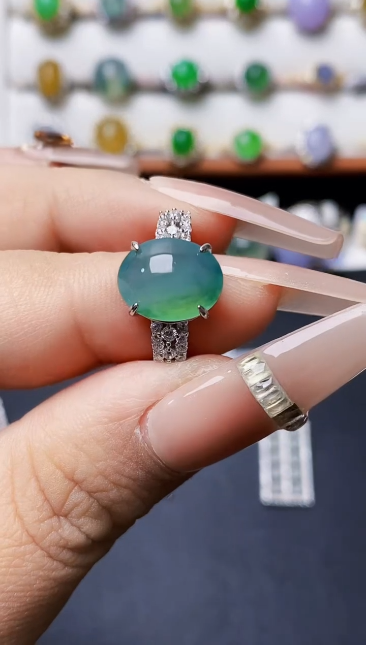 银S925镶嵌戒指翡翠0549