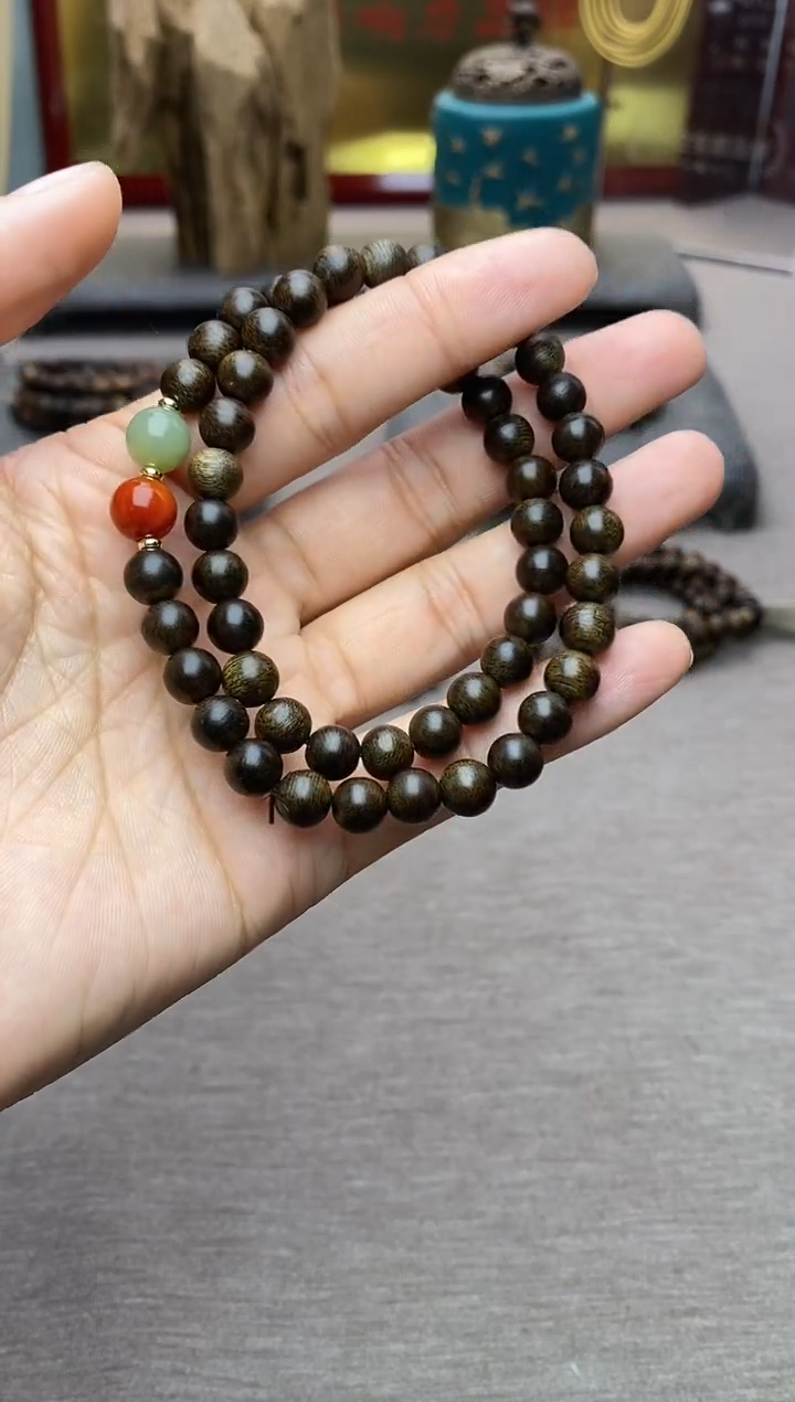 【闪购商品】沉香手串越南芽庄白棋06+配饰 沉水双圈