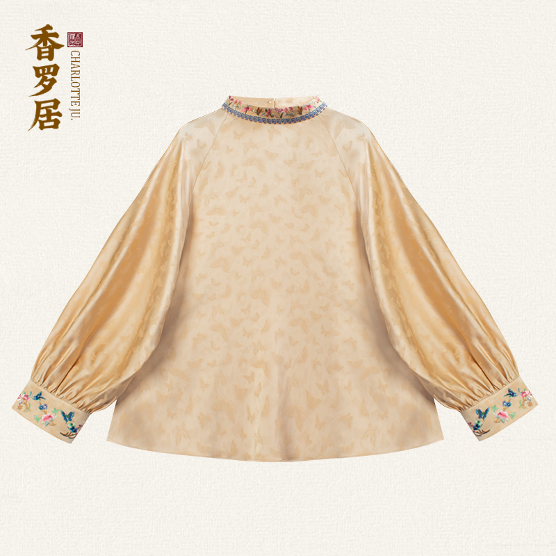 【春花纪】国风新中式女装100%桑蚕丝气质立领真丝提花女士打底上