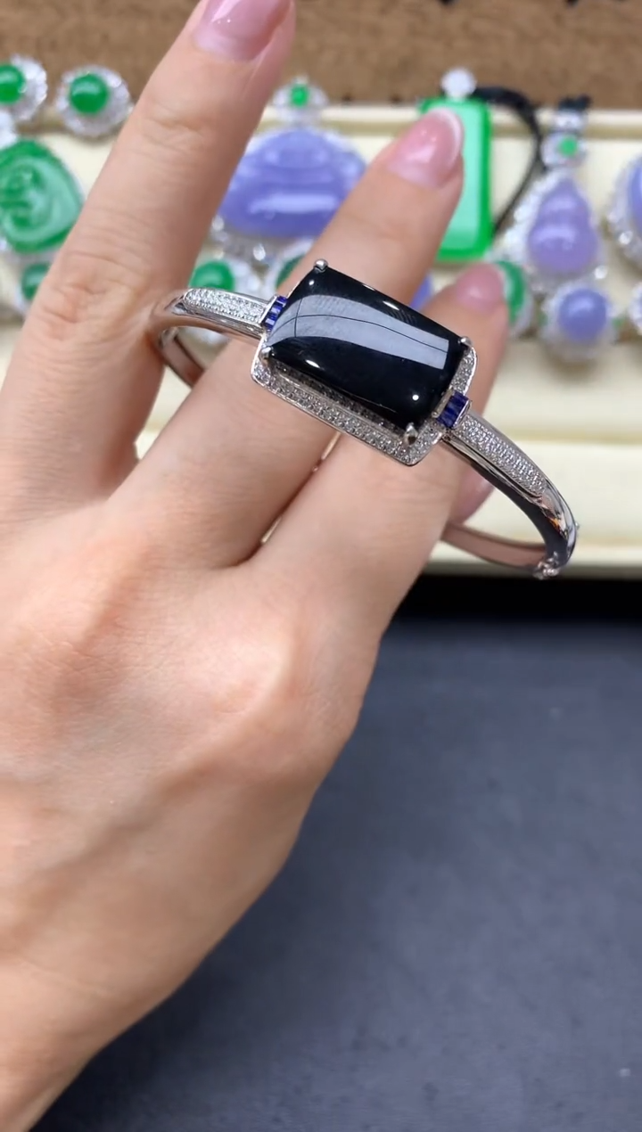 【闪购商品】翡翠手镯18K金镶嵌458-中国好珍宝