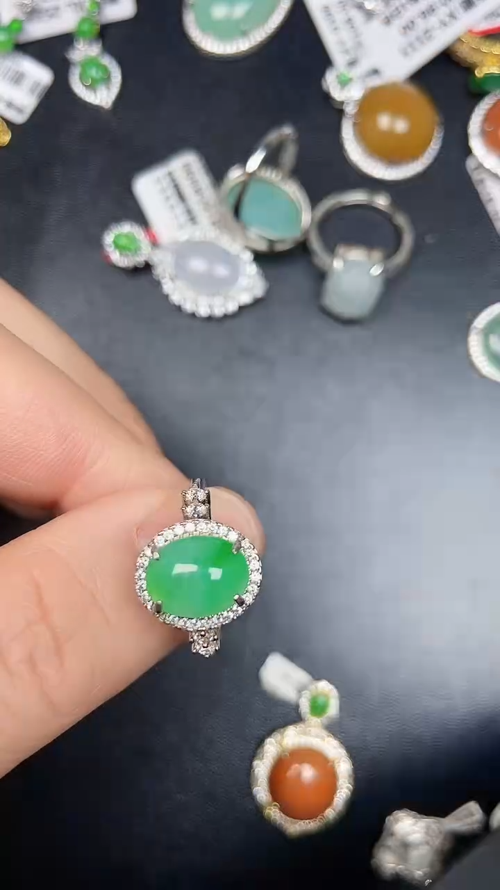 银S925镶嵌戒指翡翠2050